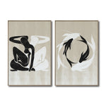 Cargar imagen en el visor de la galería, Set Cuadros Decorativos Abstracto Negro Arena 2 - 247 - Diptico Moderno y Minimalista Estilo Nordico Tonos Neutros
