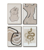 Cargar imagen en el visor de la galería, Set Cuadros Decorativos Abstracto Negro Arena 2 - 248C - 4piezas Arte Moderno y Minimalista Estilo Boho Tonos Neutros
