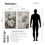 Cargar imagen en el visor de la galería, Set Cuadros Decorativos Abstracto Negro Arena 2 - 249 - Diptico Botanico Monsteras Arte Moderno Estilo Boho en Tonos Neutros
