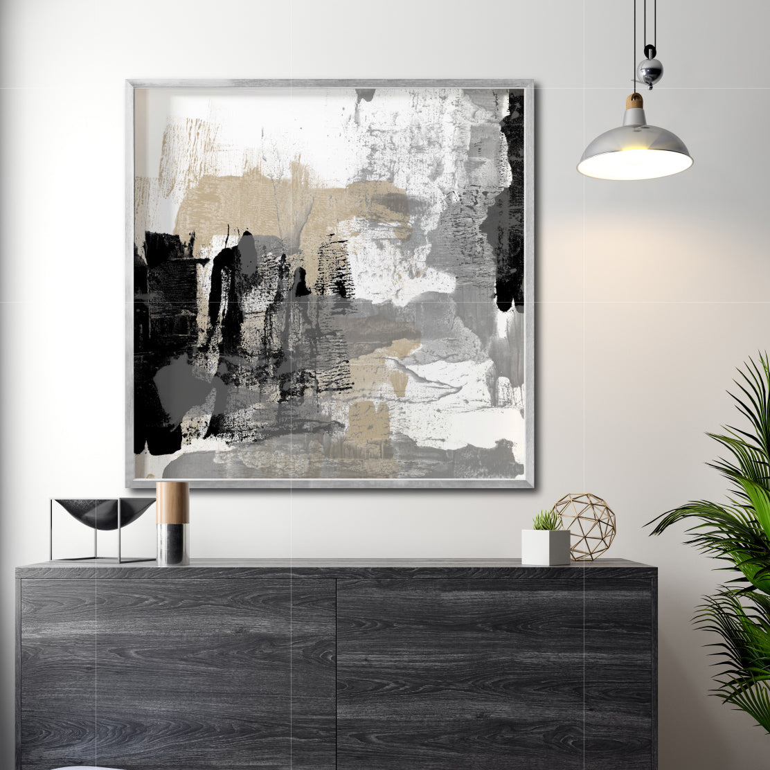 Cuadro Decorativo Abstracto Negro Arena 024 - Para Credenza