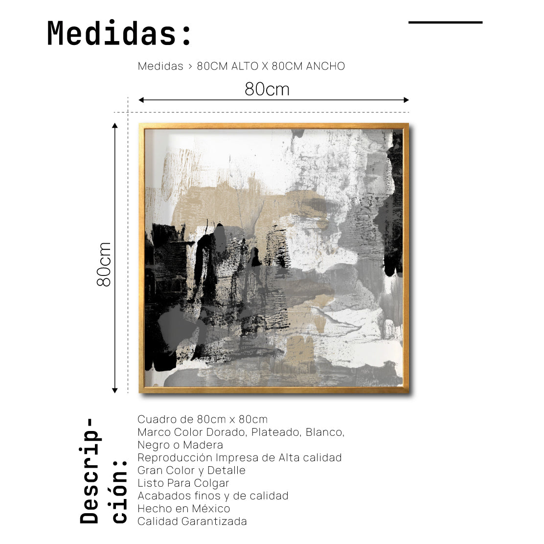 Cuadro Decorativo Abstracto Negro Arena 024 - Para Credenza