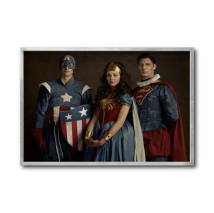 Cuadro Decorativo Personajes Época 024 Superhéroes Supermán, Mujer Maravilla, Capitán America