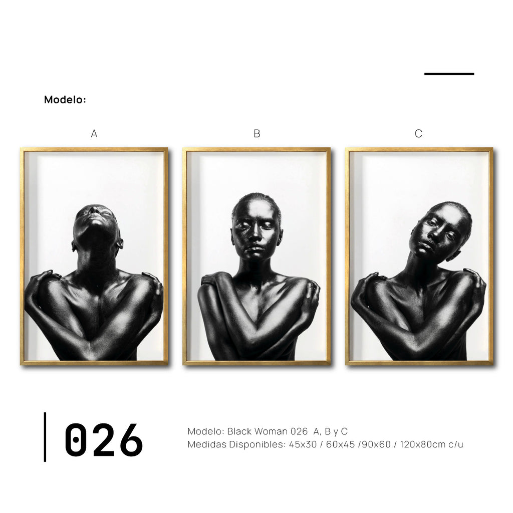 Cuadros Canvas Rostro Mujer Negra Africana, para sala Elegante. Galería314.  Arte en blanco y negro.