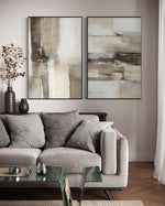 Cargar imagen en el visor de la galería, Set Cuadros Decorativos Abstracto Negro Arena 2 - 211 - Diptico en Tonos Tierra Colores Neutros Arte Moderno y Minimalista Estilo Nordico
