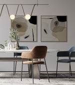 Cargar imagen en el visor de la galería, Set Cuadros Decorativos Abstracto Negro Arena 2-234 - Diptico Moderno y Elegante Estilo Nordico en Beige y Negro Tonos Neutros
