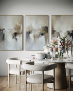 Cargar imagen en el visor de la galería, Set Cuadros Decorativos Abstracto Negro Arena 2 - 201 - Triptico Estilo Nordico Arte Moderno en Tonos Neutros
