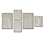 Cargar imagen en el visor de la galería, Set Cuadros Decorativos Abstracto Negro Arena 2-253 A - 5piezas Arte Moderno Estilo Boho Hojas en Beige y Blanco Tonos Neutros
