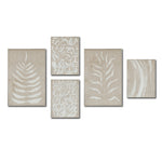 Cargar imagen en el visor de la galería, Set Cuadros Decorativos Abstracto Negro Arena 2-253 A - 5piezas Arte Moderno Estilo Boho Hojas en Beige y Blanco Tonos Neutros
