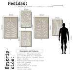 Cargar imagen en el visor de la galería, Set Cuadros Decorativos Abstracto Negro Arena 2-253 A - 5piezas Arte Moderno Estilo Boho Hojas en Beige y Blanco Tonos Neutros
