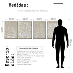Cargar imagen en el visor de la galería, Set Cuadros Decorativos Abstracto Negro Arena 2 - 253C - 4piezas Arte Moderno Hojas en Tonos Neutros Estilo Boho
