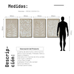 Cargar imagen en el visor de la galería, Set Cuadros Decorativos Abstracto Negro Arena 2 - 253C - 4piezas Arte Moderno Hojas en Tonos Neutros Estilo Boho
