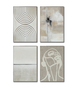Set Cuadros Decorativos Abstracto Negro Arena 2 - 254C - 4piezas Arte Moderno y Minimalista Estilo Nordico Boho en Tonos Neutros