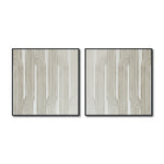 Cargar imagen en el visor de la galería, Set Cuadros Decorativos Abstracto Negro Arena 2-255- Diptico Moderno y Minimalista Arte Estilo Boho en Beige y Blanco
