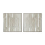 Cargar imagen en el visor de la galería, Set Cuadros Decorativos Abstracto Negro Arena 2-255- Diptico Moderno y Minimalista Arte Estilo Boho en Beige y Blanco

