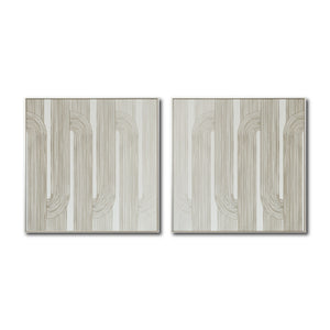 Set Cuadros Decorativos Abstracto Negro Arena 2-255- Diptico Moderno y Minimalista Arte Estilo Boho en Beige y Blanco