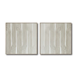 Cargar imagen en el visor de la galería, Set Cuadros Decorativos Abstracto Negro Arena 2-255- Diptico Moderno y Minimalista Arte Estilo Boho en Beige y Blanco
