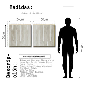 Set Cuadros Decorativos Abstracto Negro Arena 2-255- Diptico Moderno y Minimalista Arte Estilo Boho en Beige y Blanco