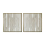 Cargar imagen en el visor de la galería, Set Cuadros Decorativos Abstracto Negro Arena 2-255- Diptico Moderno y Minimalista Arte Estilo Boho en Beige y Blanco
