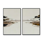 Cargar imagen en el visor de la galería, Set Cuadros Decorativos Abstracto Negro Arena 2 -257 -Diptico Minimalista Arte Moderno Estilo Nordico en Tonos Neutros
