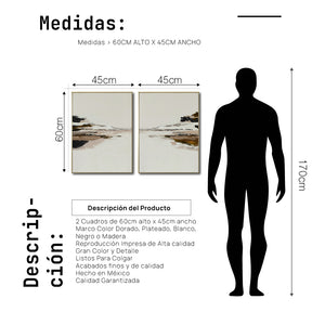 Set Cuadros Decorativos Abstracto Negro Arena 2 -257 -Diptico Minimalista Arte Moderno Estilo Nordico en Tonos Neutros