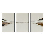 Cargar imagen en el visor de la galería, Set Cuadros Decorativos Abstracto Negro Arena 2-257 - Tríptico  Minimalista Arte Moderno y Elegante Estilo Nordico en Tonos Neutros
