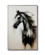 Cargar imagen en el visor de la galería, Cuadro Decorativo Abstracto Negro Arena 258 - Boceto de Caballo Negro Arte Moderno en Tonos Neutros

