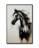 Cargar imagen en el visor de la galería, Cuadro Decorativo Abstracto Negro Arena 258 - Boceto de Caballo Negro Arte Moderno en Tonos Neutros
