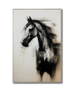 Cargar imagen en el visor de la galería, Cuadro Decorativo Abstracto Negro Arena 258 - Boceto de Caballo Negro Arte Moderno en Tonos Neutros
