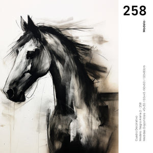 Cuadro Decorativo Abstracto Negro Arena 258 - Boceto de Caballo Negro Arte Moderno en Tonos Neutros