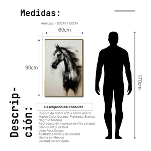 Cuadro Decorativo Abstracto Negro Arena 258 - Boceto de Caballo Negro Arte Moderno en Tonos Neutros