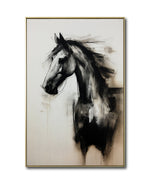 Cargar imagen en el visor de la galería, Cuadro Decorativo Abstracto Negro Arena 258 - Boceto de Caballo Negro Arte Moderno en Tonos Neutros
