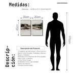 Cargar imagen en el visor de la galería, Set Cuadros Decorativos Abstracto Negro Arena 2 - 259 - Diptico Moderno y Elegante Arte Minimalista En Negro, Beige y Dorado Oro
