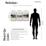 Cargar imagen en el visor de la galería, Set Cuadros Decorativos Abstracto Negro Arena 2-259 - Tríptico Moderno y Elegante Arte Minimalista En Negro, Beige y Dorado Oro
