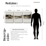 Cargar imagen en el visor de la galería, Set Cuadros Decorativos Abstracto Negro Arena 2-259 - Tríptico Moderno y Elegante Arte Minimalista En Negro, Beige y Dorado Oro
