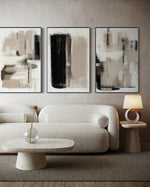 Cargar imagen en el visor de la galería, Set Cuadros Decorativos Abstracto Negro Arena 2 - 204 - Triptico Moderno Arte Minimalista estilo Nordico Boho en Tonos Neutros
