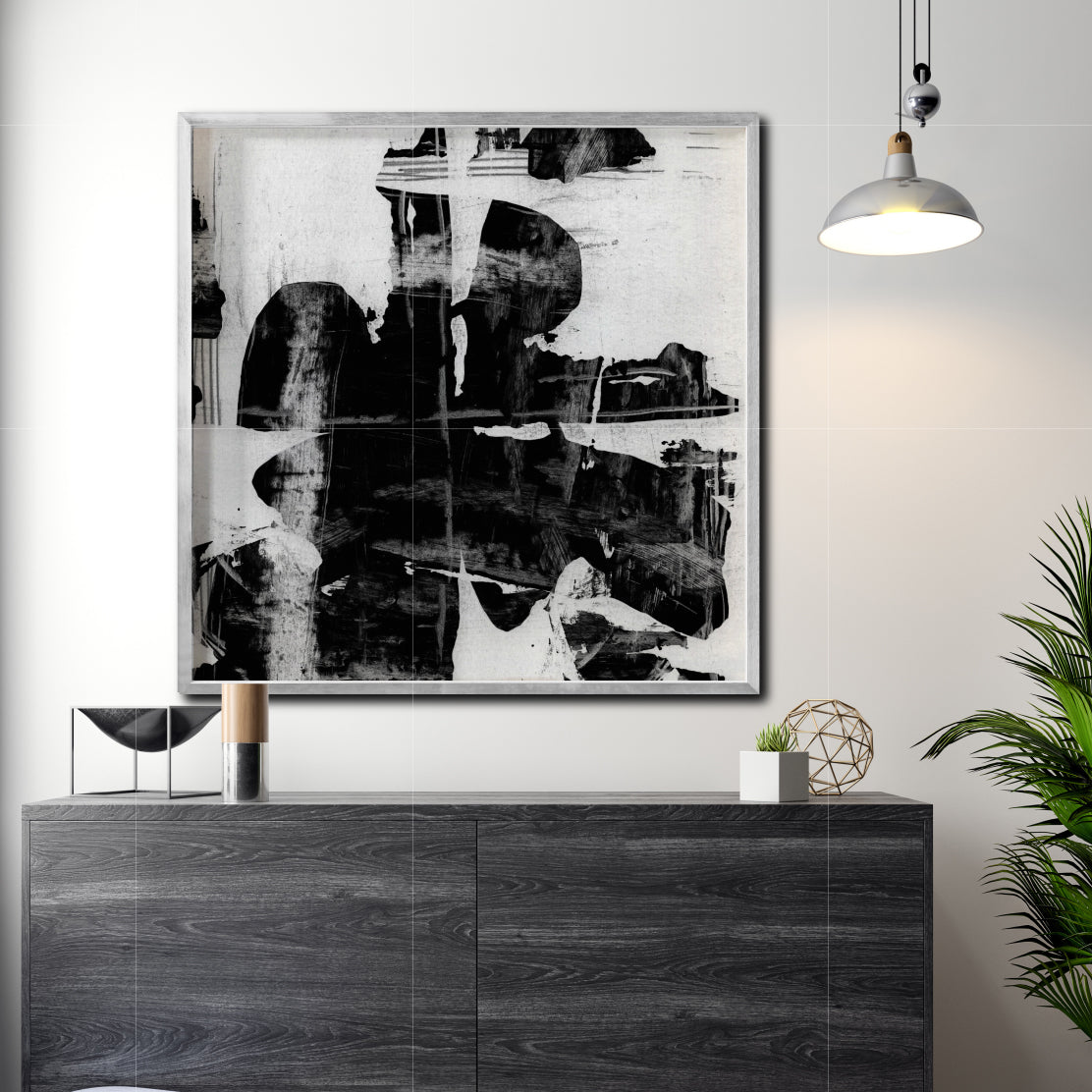 Cuadro Decorativo Abstracto Negro Arena 025 - Para Credenza