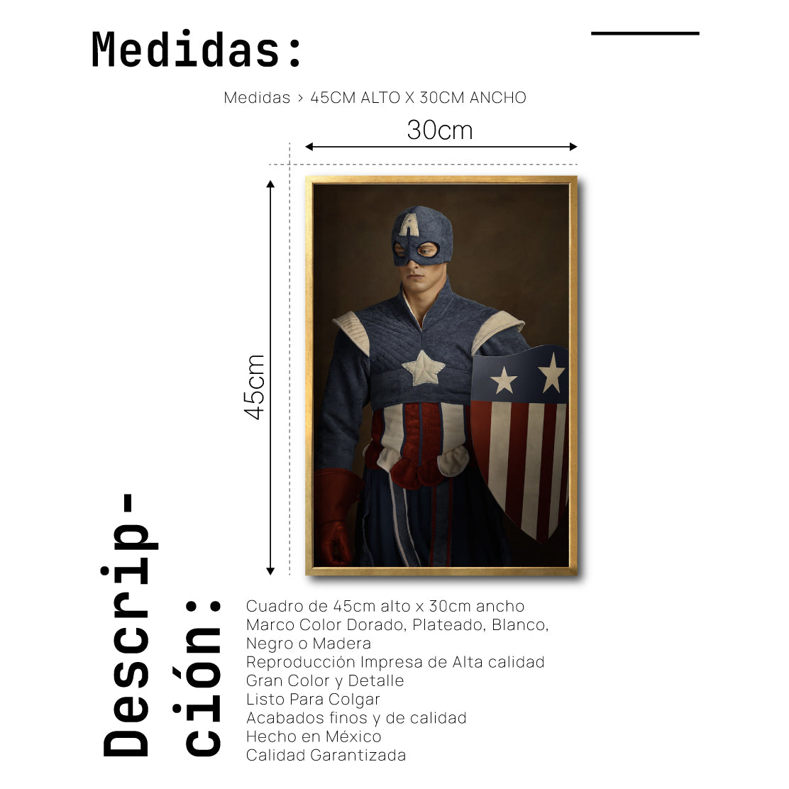 Cuadro Decorativo Personajes Época 025 Superhéroes Avengers Capitan America