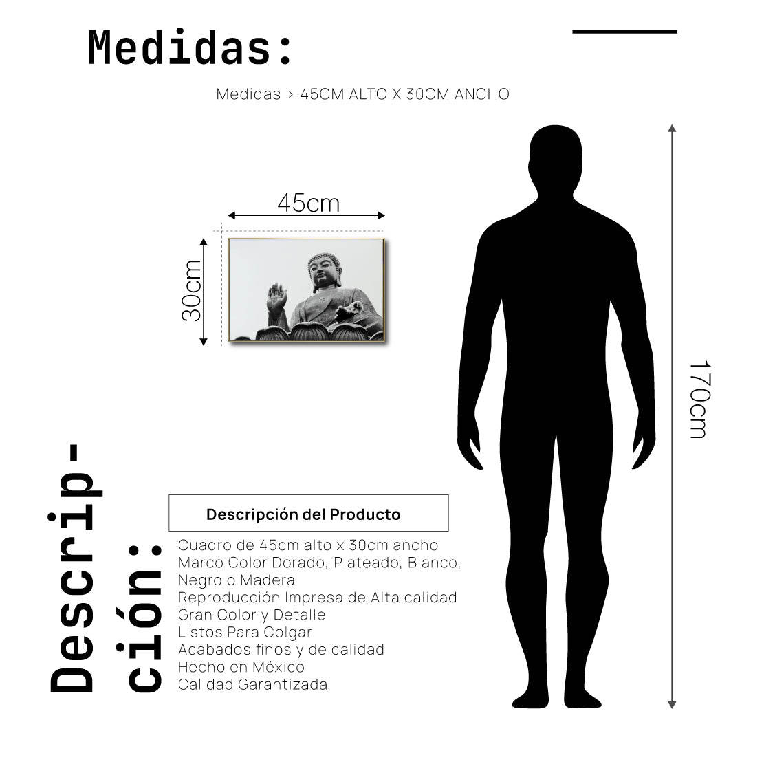 Cuadro Decorativo - Zen 025 - Buda en Meditación - Escultura