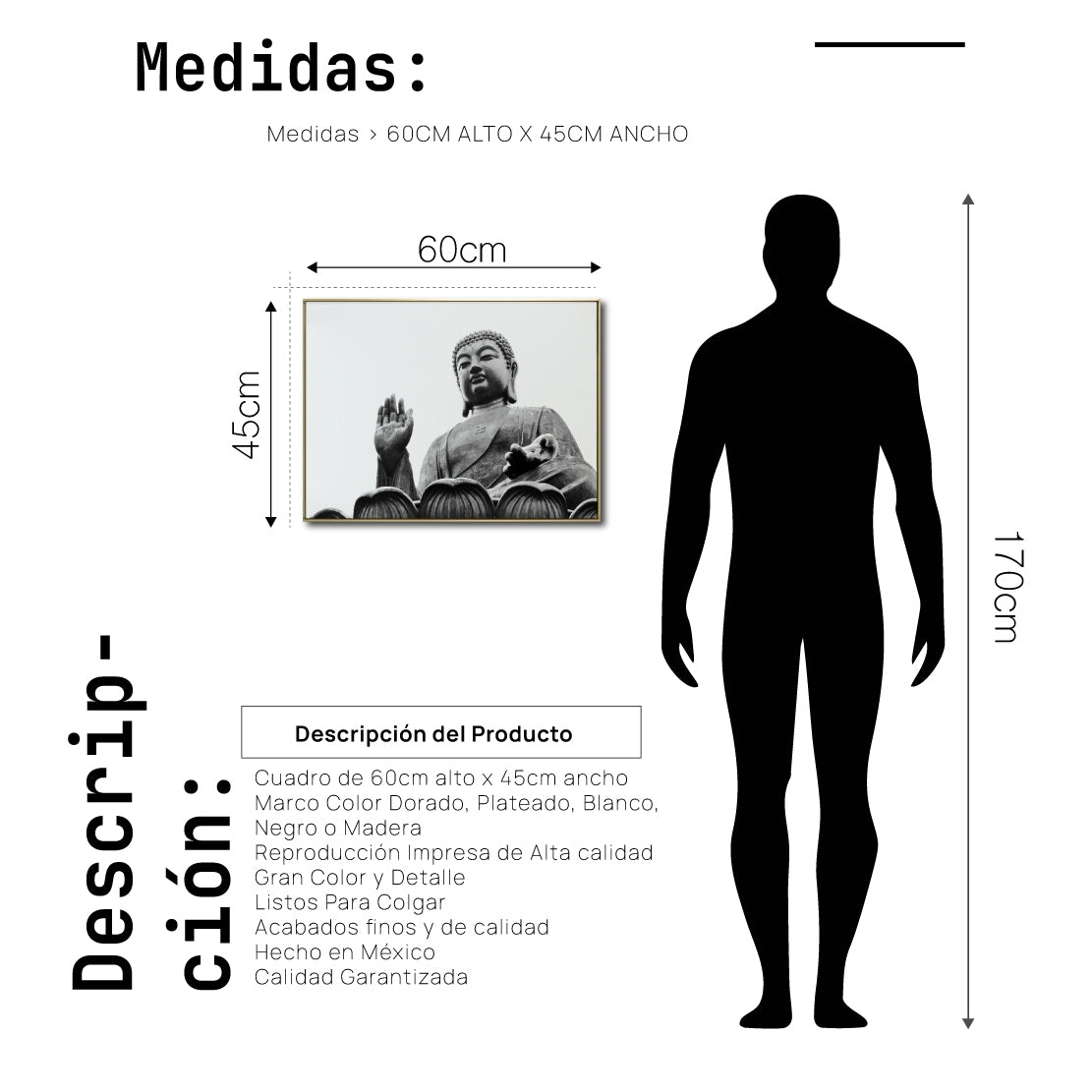 Cuadro Decorativo - Zen 025 - Buda en Meditación - Escultura