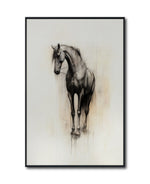 Cargar imagen en el visor de la galería, Cuadro Decorativo Abstracto Negro Arena 2 - 260 - Boceto de Caballo Negro Ate Moderno y Minimalista Estilo Nordico Tonos Neutros
