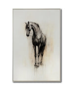 Cargar imagen en el visor de la galería, Cuadro Decorativo Abstracto Negro Arena 2 - 260 - Boceto de Caballo Negro Ate Moderno y Minimalista Estilo Nordico Tonos Neutros
