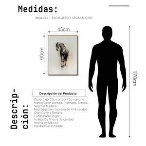 Cuadro Decorativo Abstracto Negro Arena 2 - 260 - Boceto de Caballo Negro Ate Moderno y Minimalista Estilo Nordico Tonos Neutros