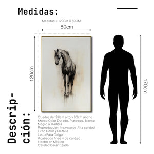 Cuadro Decorativo Abstracto Negro Arena 2 - 260 - Boceto de Caballo Negro Ate Moderno y Minimalista Estilo Nordico Tonos Neutros