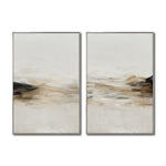 Cargar imagen en el visor de la galería, Set Cuadros Decorativos Abstracto Negro Arena 2 - 261 - Diptico Moderno y Minimalista Arte Estilo Nordico en Tonos Beige y Negro
