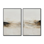 Cargar imagen en el visor de la galería, Set Cuadros Decorativos Abstracto Negro Arena 2 - 261 - Diptico Moderno y Minimalista Arte Estilo Nordico en Tonos Beige y Negro
