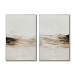 Cargar imagen en el visor de la galería, Set Cuadros Decorativos Abstracto Negro Arena 2 - 261 - Diptico Moderno y Minimalista Arte Estilo Nordico en Tonos Beige y Negro
