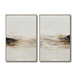 Cargar imagen en el visor de la galería, Set Cuadros Decorativos Abstracto Negro Arena 2 - 261 - Diptico Moderno y Minimalista Arte Estilo Nordico en Tonos Beige y Negro
