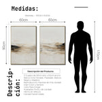 Cargar imagen en el visor de la galería, Set Cuadros Decorativos Abstracto Negro Arena 2 - 261 - Diptico Moderno y Minimalista Arte Estilo Nordico en Tonos Beige y Negro
