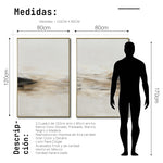 Cargar imagen en el visor de la galería, Set Cuadros Decorativos Abstracto Negro Arena 2 - 261 - Diptico Moderno y Minimalista Arte Estilo Nordico en Tonos Beige y Negro
