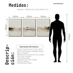 Cargar imagen en el visor de la galería, Set Cuadros Decorativos Abstracto Negro Arena 2-261 - Triptico Moderno y Minimalista Arte Estilo Nordico en Tonos Beige y Negro
